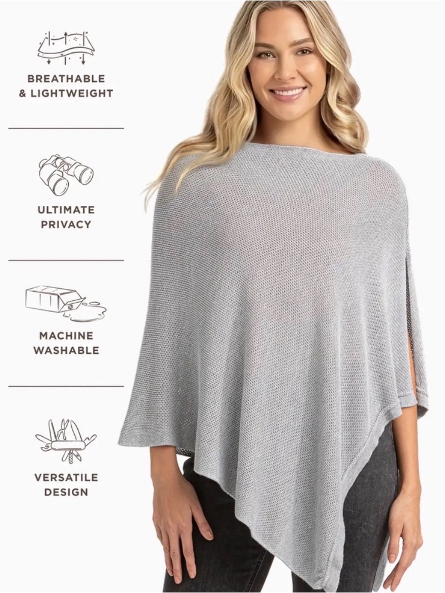 Amma Cocoon Breathable Lightweight Nursing Cover Grey — image 4 of 7